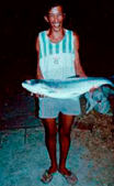 Fisherman with freh fish